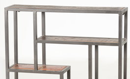 Étagère murale en métal et bois recyclé noir 80x80x18 cm - Étagère industrielle et rustique pour décoration intérieure