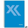Cahier Imprex Bleu Feuille 80 Volets (4 Unités)