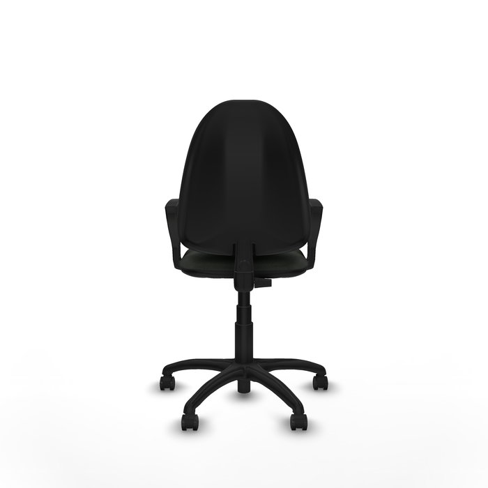 Chaise de bureau Aýna avec mécanisme de contact permanent de base, recouverte de tissu noir. Équipée d'une base en polyamide noir, d'accoudoirs fixes et de roulettes autobloquantes Chaise de bureau Aýna avec mécanisme de contact permanent de base, recouverte de tissu noir. Équipée d'une base en polyamide noir, d'accoudoirs fixes et de roulettes autobloquantes
