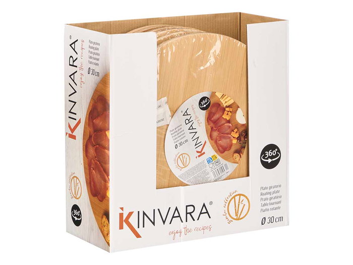 Kinvara Plateau Tournant Rond 30 cm en Bambou et Métal (Set de 12)