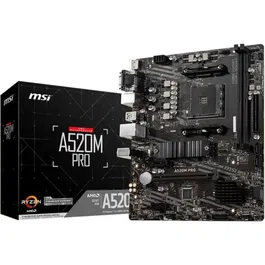 MSI Carte mère A520M PRO Socket AM4 pour AMD Ryzen 3000, DDR4 64 Go, Ethernet Gigabit, HDMI, USB, SATA, PCI Express