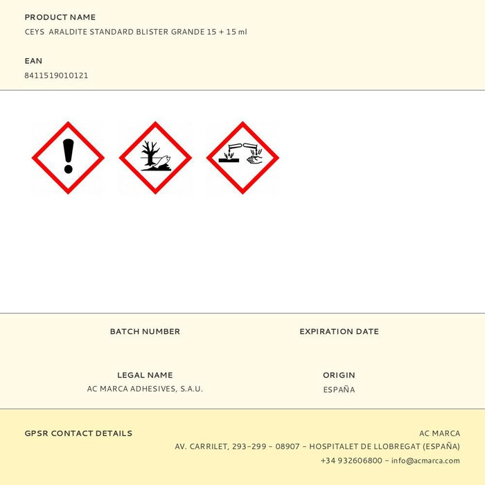 Ceys araldite standard blister grande 15 + 15 ml