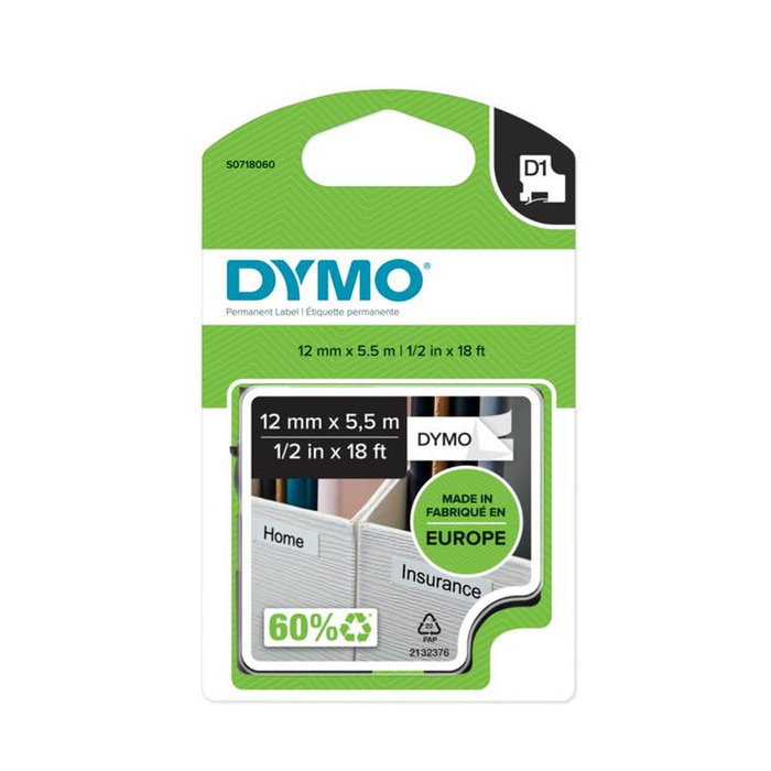 Dymo S0718060 - Rouleau d'étiquettes adhésives, impression Noir sur fond Blanc Dymo S0718060 - Rouleau d'étiquettes adhésives, impression Noir sur fond Blanc