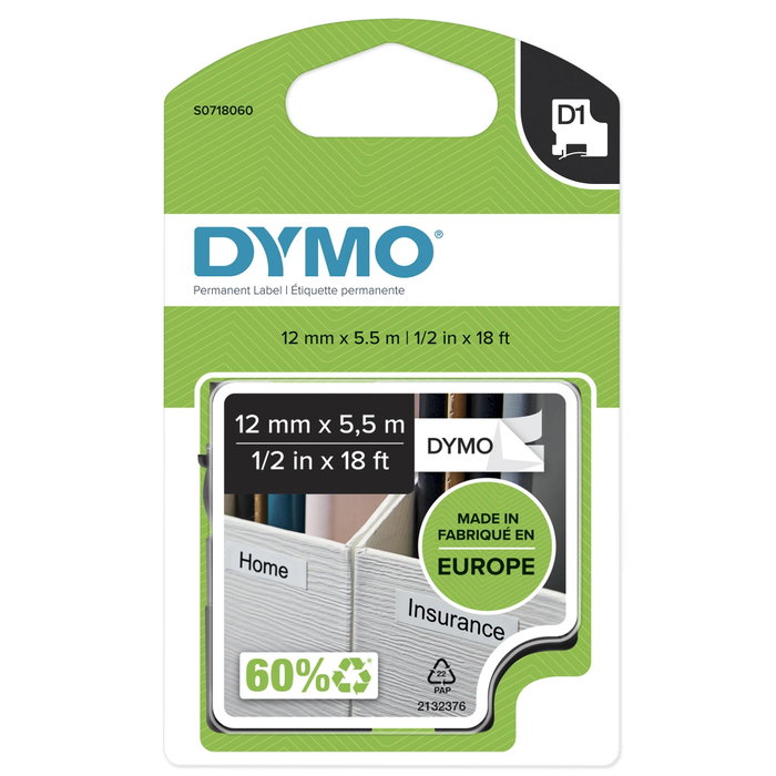 Dymo Label S0718060 Noir et blanc Dymo Label S0718060 Noir et blanc