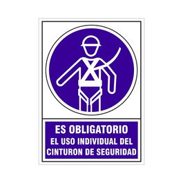 DUVER Señal 613 Plástico 490X345 ''Es Obligatorio Uso Individual De Cinturon De Seguridad''