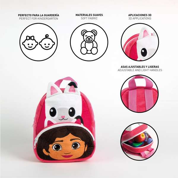 Cerdá - Sac à dos crèche personnage Gabby's Dollhouse premium 18 x 22 x 4 cm - Pour enfant dès 3 ans - Rose Cerdá - Sac à dos crèche personnage Gabby's Dollhouse premium 18 x 22 x 4 cm - Pour enfant dès 3 ans - Rose
