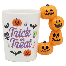 PUCKATOR Mug en céramique à motif citrouille - Tasse pour boisson chaude, capacité environ 350ml - Couleur blanche