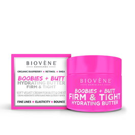Biovène Crème Veloutée Ferme et Tendu pour Fesses & Poitrine, Hydratante aux Framboises, 50 ml