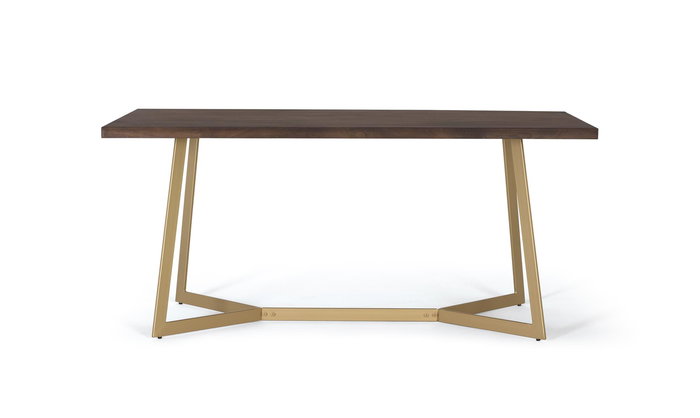 GINER Y COLOMER - Table de salle à manger en bois de manguier teinté noyer avec pieds dorés - 170x90x76 cm - Assemblage requis GINER Y COLOMER - Table de salle à manger en bois de manguier teinté noyer avec pieds dorés - 170x90x76 cm - Assemblage requis