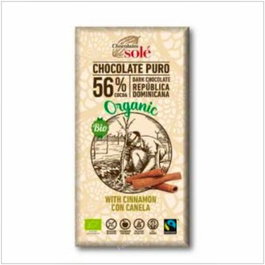 CHOCOLATES SOLE Chocolat Noir 56% à la Cannelle 100g ECO SG
