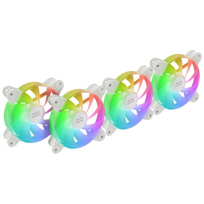 Mars Gaming MF-4A ARGB 4x Ventilateurs 120mm Blanc Silencieux Refroidissement PC