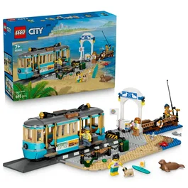 LEGO City 60506 Le Tramway de Bord de Mer - Jouet Train pour Garçon ou Fille dès 7 ans, Maquette de Tramway avec Rails et Station