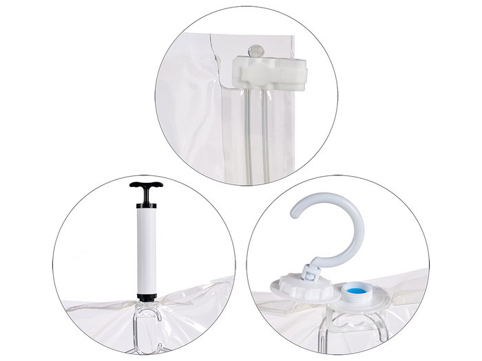 Kipit Sac Sous Vide 70 x 145 cm avec Cintre - Réduction de Volume 70% - Transparent (Set de 36)