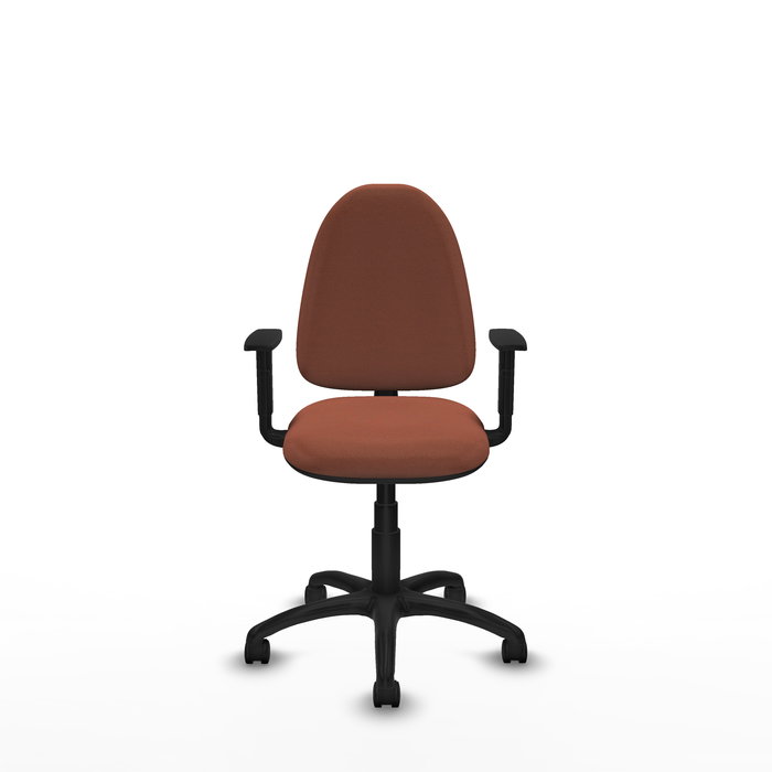 Chaise de bureau Aýna avec mécanisme de contact permanent de base, rembourrée de tissu marron. Équipée d'une base en polyamide noir, d'accoudoirs 1D et de roulettes en nylon de 50 mm. Chaise de bureau Aýna avec mécanisme de contact permanent de base, rembourrée de tissu marron. Équipée d'une base en polyamide noir, d'accoudoirs 1D et de roulettes en nylon de 50 mm.