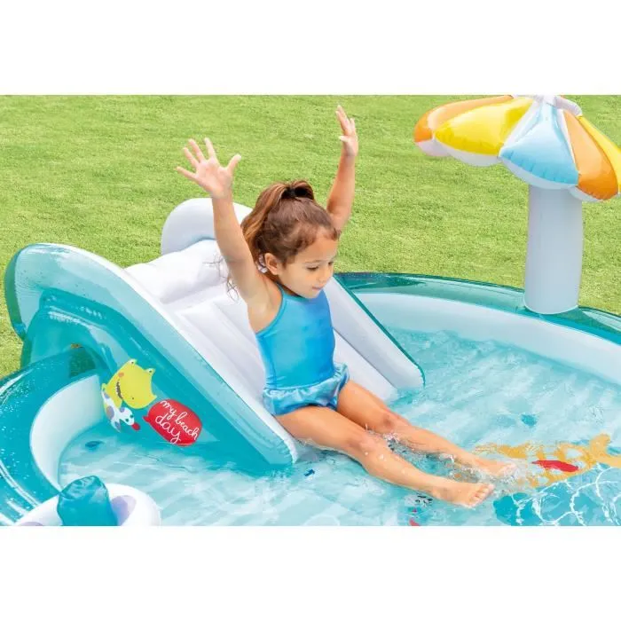 Intex Aire de jeux gonflable Alligator 160 Litres 2 ans+ 201 x 160 x 84 cm avec bouée canard et seau gonflable