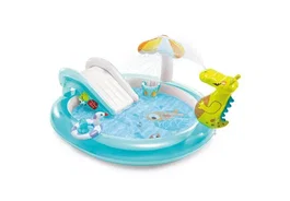 Intex Aire de jeux gonflable Alligator 160 Litres 2 ans+ 201 x 160 x 84 cm avec bouée canard et seau gonflable