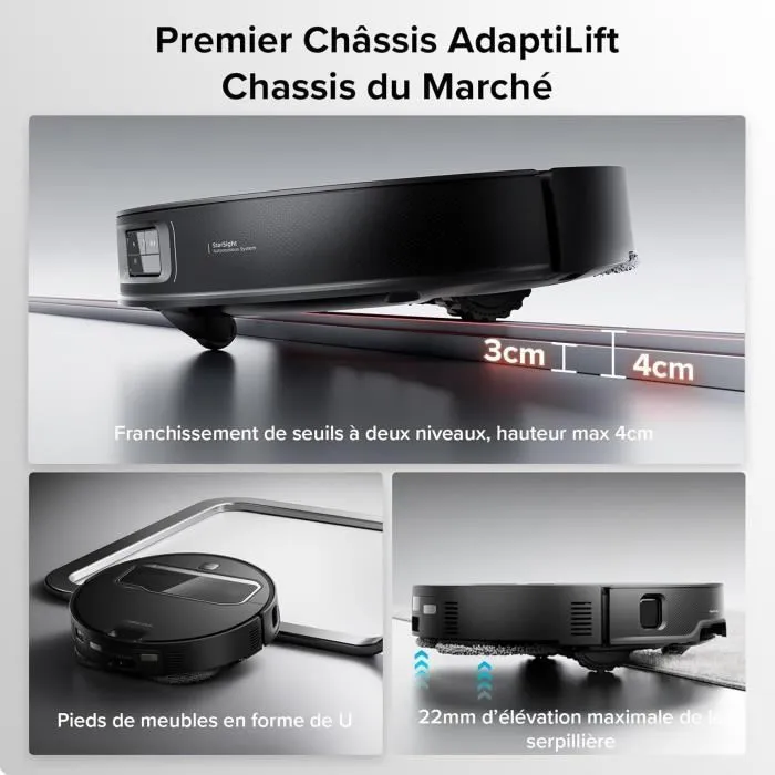 Roborock SAROS Z70 - Aspirateur robot laveur - Puissance d'aspiration 22000 Pa - Bras articulé OmniGrip - Conception ultra fine - Autonomie 180 min - Navigation LIDAR Roborock SAROS Z70 - Aspirateur robot laveur - Puissance d'aspiration 22000 Pa - Bras articulé OmniGrip - Conception ultra fine - Autonomie 180 min - Navigation LIDAR