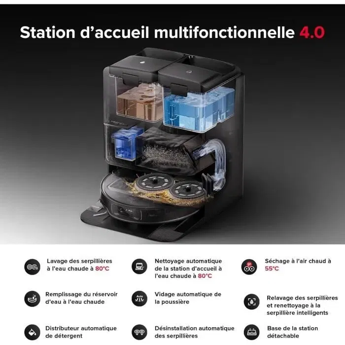 Roborock SAROS Z70 - Aspirateur robot laveur - Puissance d'aspiration 22000 Pa - Bras articulé OmniGrip - Conception ultra fine - Autonomie 180 min - Navigation LIDAR Roborock SAROS Z70 - Aspirateur robot laveur - Puissance d'aspiration 22000 Pa - Bras articulé OmniGrip - Conception ultra fine - Autonomie 180 min - Navigation LIDAR
