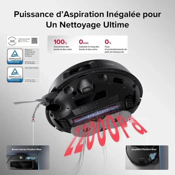 Roborock SAROS Z70 - Aspirateur robot laveur - Puissance d'aspiration 22000 Pa - Bras articulé OmniGrip - Conception ultra fine - Autonomie 180 min - Navigation LIDAR Roborock SAROS Z70 - Aspirateur robot laveur - Puissance d'aspiration 22000 Pa - Bras articulé OmniGrip - Conception ultra fine - Autonomie 180 min - Navigation LIDAR