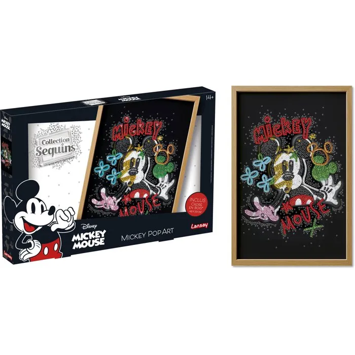 Lansay Collection Sequins Mickey Pop Art avec Cadre en bois