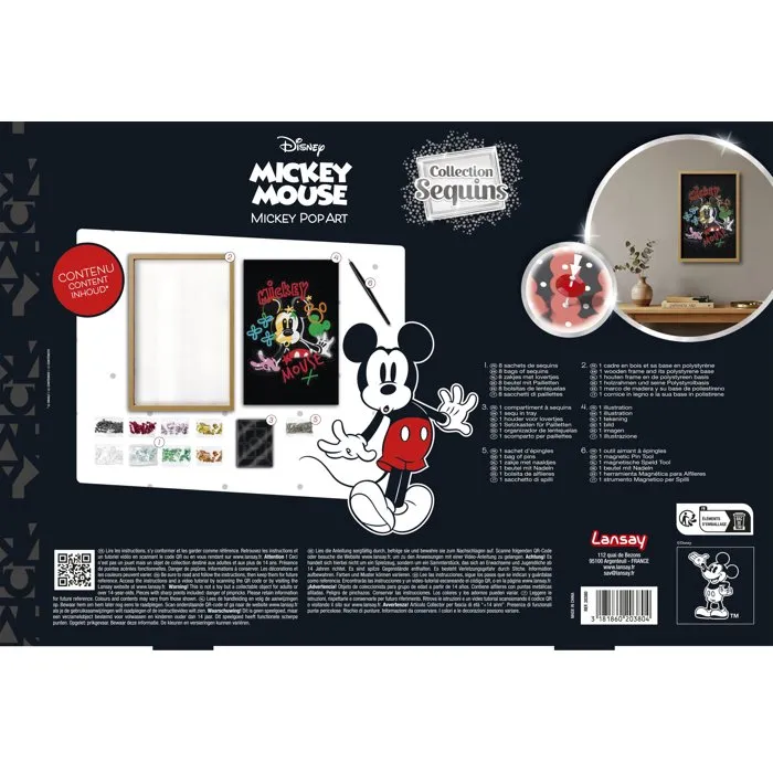 Lansay Collection Sequins Mickey Pop Art avec Cadre en bois