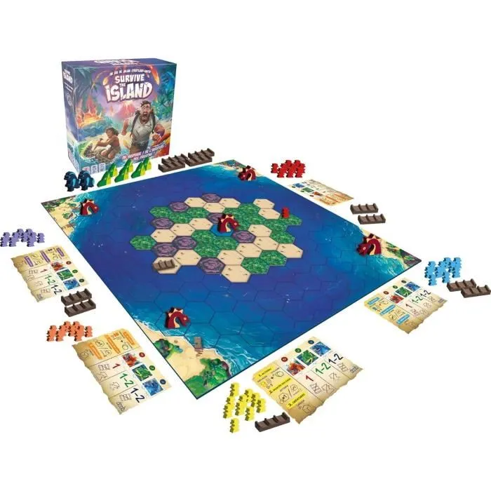 Asmodee - Survive The Island - Jeu de société d'aventure et de stratégie coopératif en français - Version améliorée avec nouveau monstre et cinquième joueur