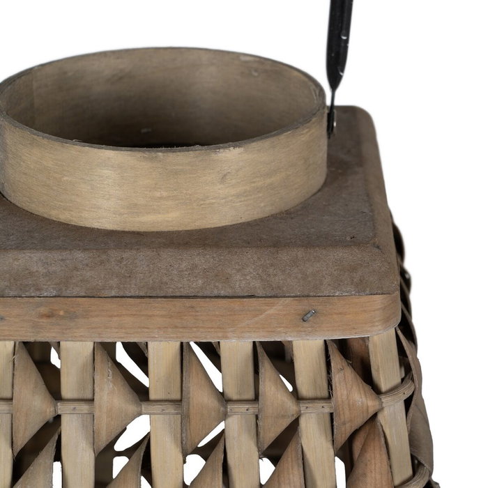 Lanterne Gris Bambou Verre 26 x 26 x 47 cm Lanterne Gris Bambou Verre 26 x 26 x 47 cm