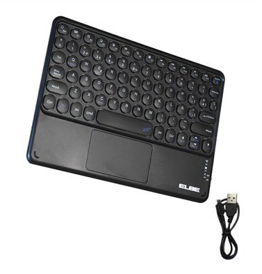 Elbe TE-103-BT Clavier Bluetooth Slim avec Touchpad Intégré et Batterie Rechargeable - Noir - Compatible Windows, iOS, Android et Smart TV