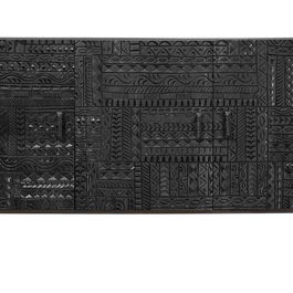 GINER Y COLOMER - Buffet en bois de manguier massif noir avec motif hiéroglyphe sculpté à la main et pattes en métal - 150 x 85 x 40 cm