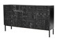 GINER Y COLOMER - Buffet en bois de manguier massif noir avec motif hiéroglyphe sculpté à la main et pattes en métal - 150 x 85 x 40 cm