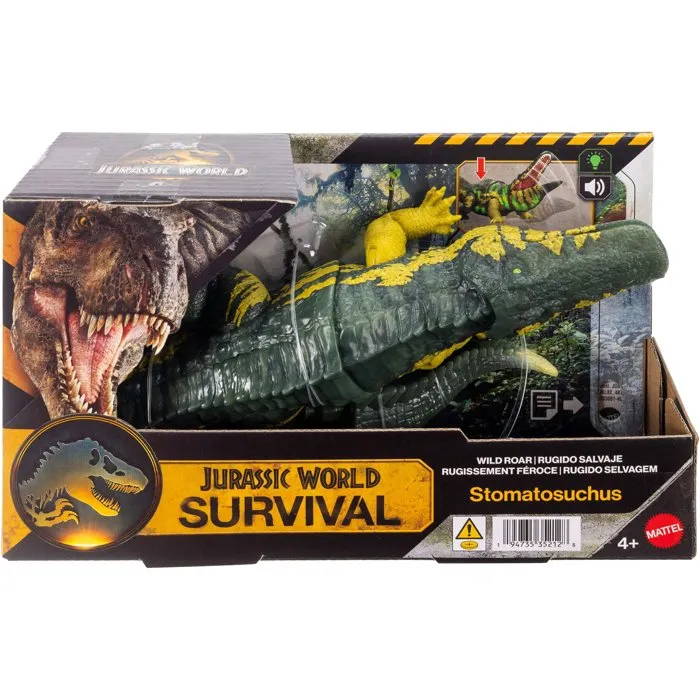 Mattel Figurine dinosaure Stomatosuchus Jurassic World Wild Roar avec sons et lumières
