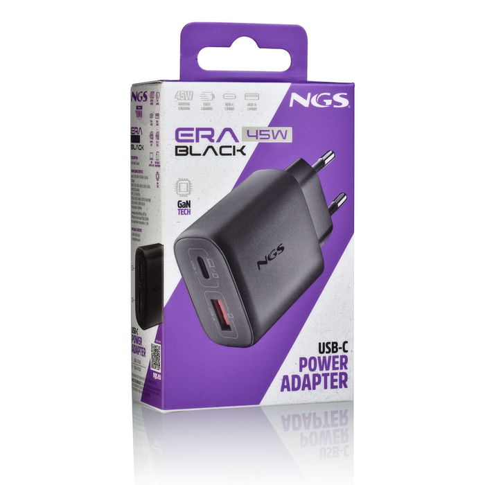 Chargeur d'ordinateur portable NGS ERA45WBLACK 45 W Noir Chargeur d'ordinateur portable NGS ERA45WBLACK 45 W Noir