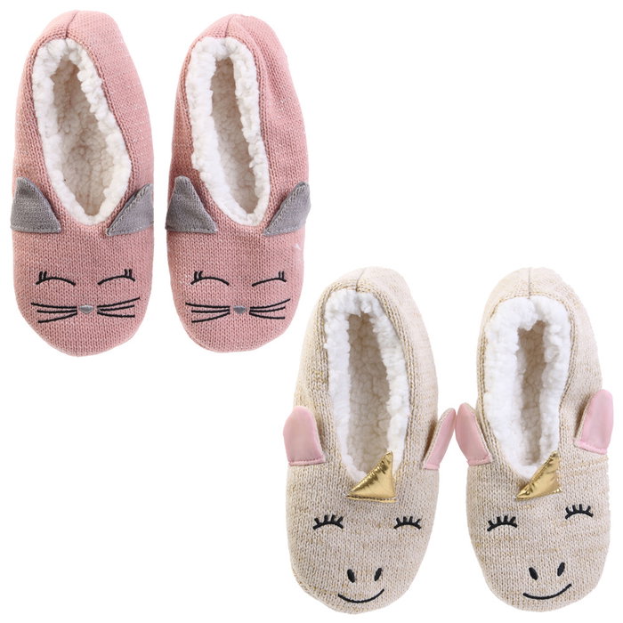 Sensly Chaussons Ballerines Licorne ou Chat avec Intérieur Sherpa