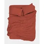 Parure de lit King Size Rouge brique - 1 housse de couette 240 x 220 cm + 2 taies d'oreiller 60 x 60 cm
