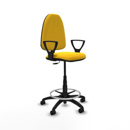 Tabouret Aýna taburete Contact permament de base Cuir écologique Jaune Structure polyamide noire Accoudoirs fixes Sans appui-tête Roulettes en nylon 50 mm