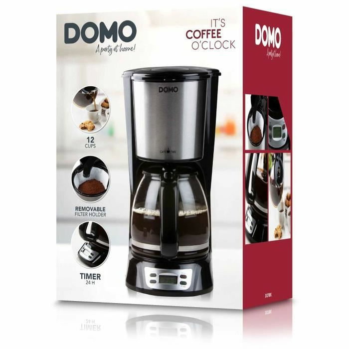 Domo DO708K Cafetière Filtre Noir et Acier Inoxydable Domo DO708K Cafetière Filtre Noir et Acier Inoxydable
