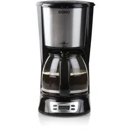 Domo Cafetière Filtre DO708K - 1000W, 1.5L (12 tasses), Programmateur 24h avec écran LCD - Noir et Inox