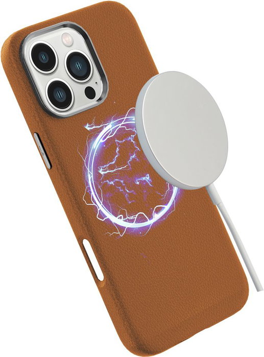 eSTUFF Coque magnétique en cuir INFINITE VENICE pour iPhone 16 Pro - Marron