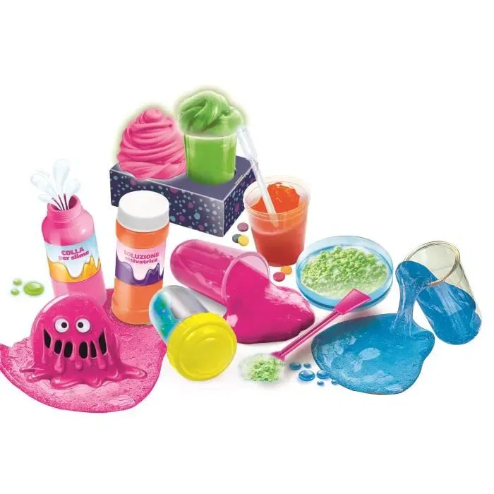 Clementoni - Coffret scientifique de création de slime phosphorescent pour enfants à partir de 4 ans - Kit d'expériences chimiques sécurisé avec manuel illustré