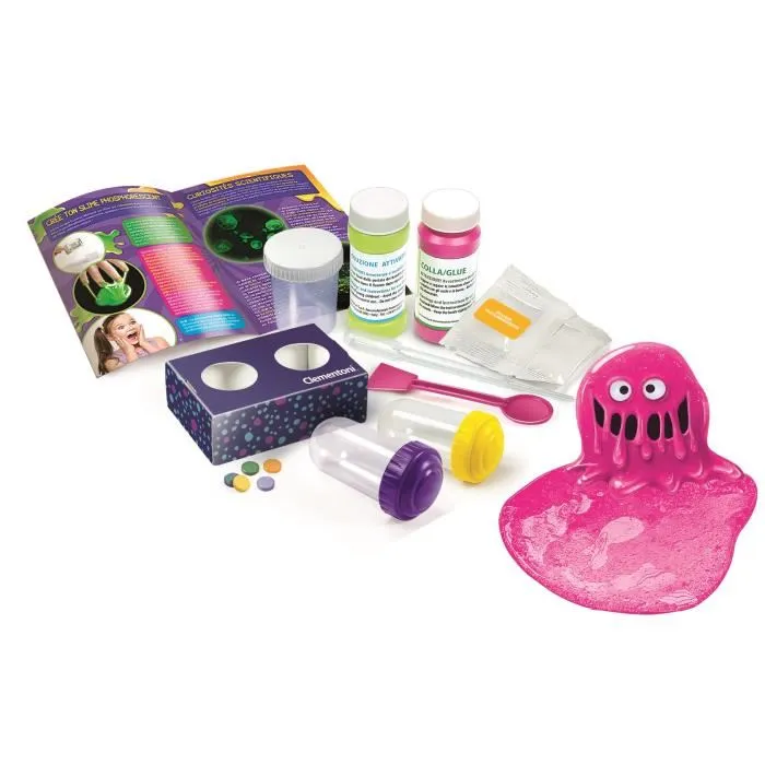 Clementoni - Coffret scientifique de création de slime phosphorescent pour enfants à partir de 4 ans - Kit d'expériences chimiques sécurisé avec manuel illustré