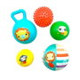 Fisher-Price Pack de 5 balles et hochets sensoriels avec animaux, textures et sons variés - Jouet d'éveil pour bébé de 12 mois et plus