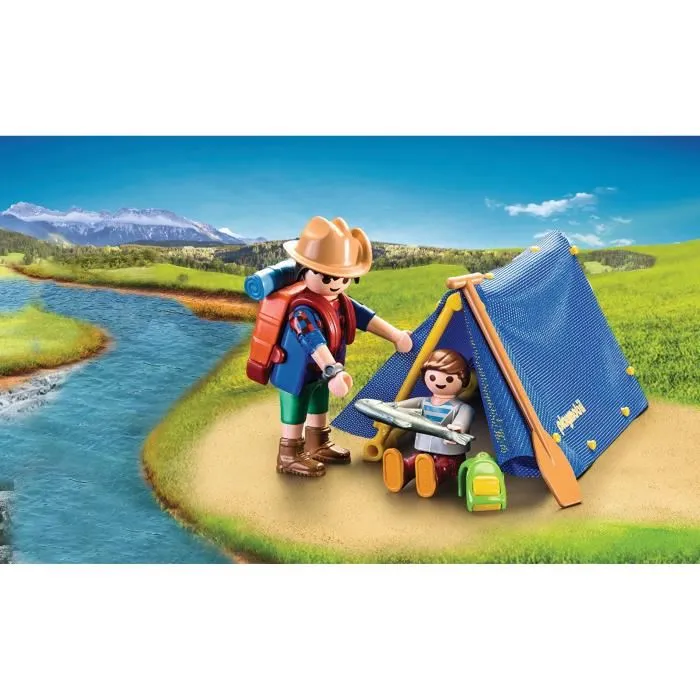 PLAYMOBIL 9323 Valisette Campeurs, Set de Camping avec 2 Personnages, Tente, Canoë et Accessoires, 32 Pièces, Jouet pour Enfants à Partir de 4 Ans