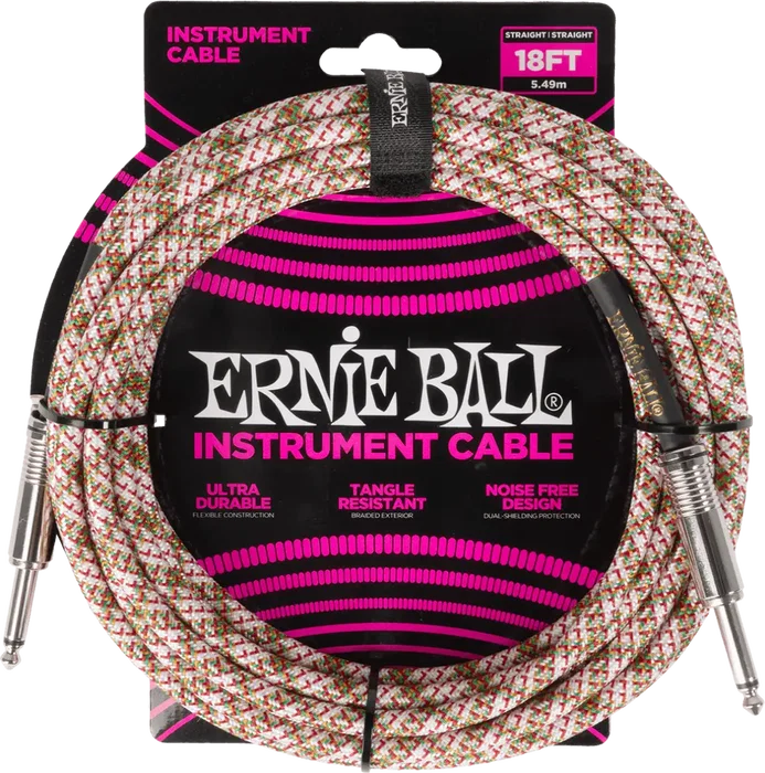 Ernie Ball Câble Instrument Jack-Jack SS 5,5 m Tressé Emerald Argyle - Haute Fidélité