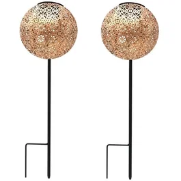 Lumisky AGADIR - Lot de 2 Balises Solaires à Planter Style Oriental, Hauteur 45 cm, LED Blanc Chaud