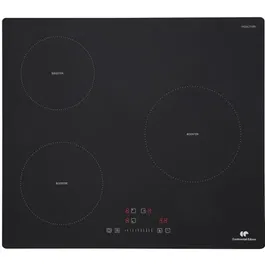Continental Edison Plaque à induction 3 foyers 6200W, Noir, 59 x 52 cm, 3 Boosters et 3 Minuteurs, 9 Niveaux de Puissance