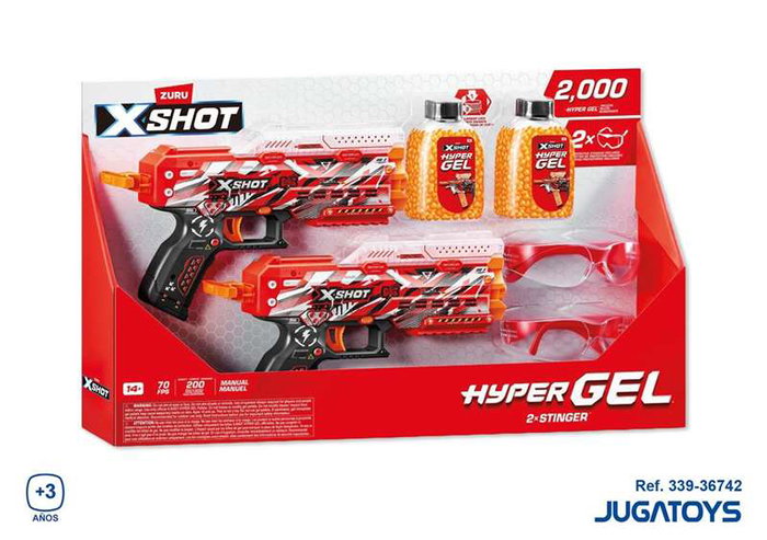 Zuru X-Shot Hyper Gel Stinger - Pistolet Nerf avec 2000 billes de gel rechargeables - 31x20x6 cm