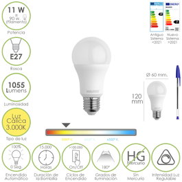 MAURER Ampoule LED Standard E27 11W 3000K 1055 lm