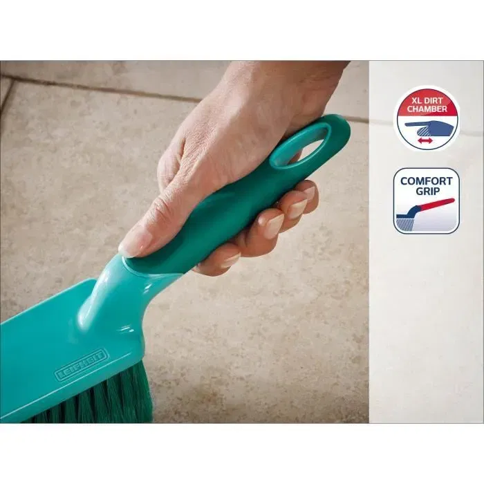 Leifheit 41410 - Kit de balayage complet avec pelle à poussière extra large et balayette à extrémités épissées, poignée ergonomique souple