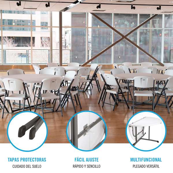 Color Baby - Table ronde pliable en deux Lifetime D152 cm - Modèles assortis en plastique et acier Color Baby - Table ronde pliable en deux Lifetime D152 cm - Modèles assortis en plastique et acier