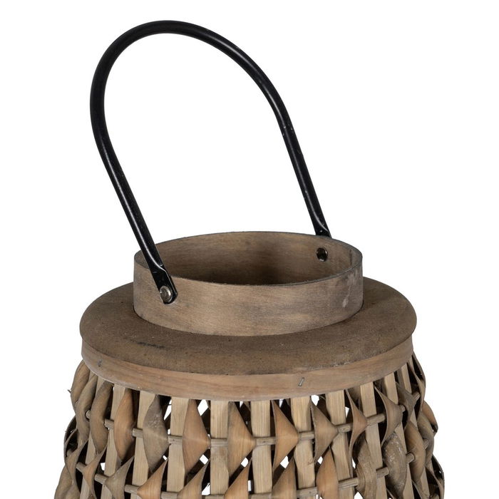 Lanterne Gris Bambou Verre 38 x 38 x 57 cm